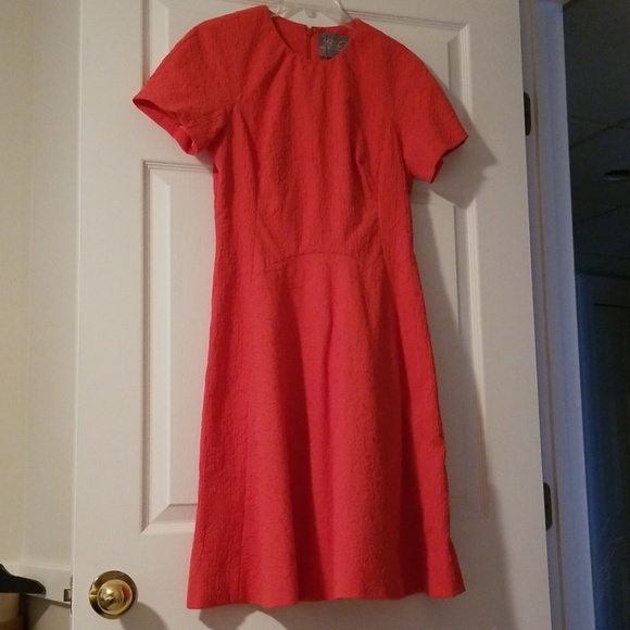 Lela Rose Floral Imprint Coral Seamed Dress - Picture 5 of 8